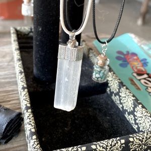 Selenite Crystal Necklace *Handmade* with Silver Detail